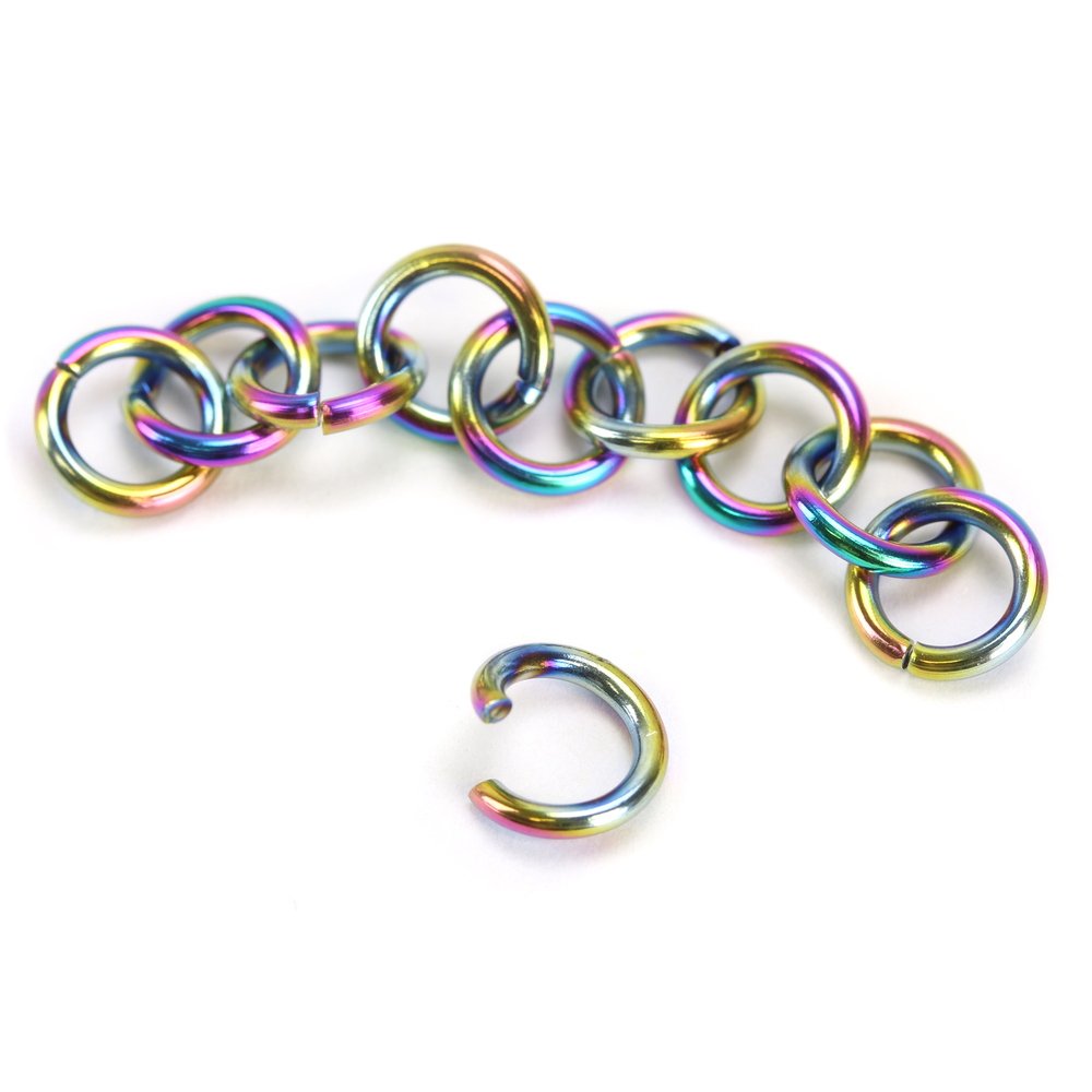 Jump Rings Stainless Steel, Rainbow Color 4.5mm I.D. 18 Gauge Jump Rings, Pack of 10